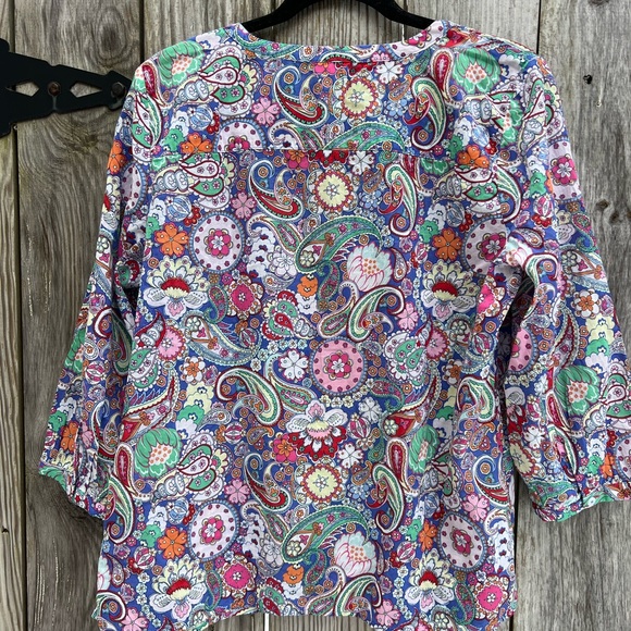 TALBOTS Floral Paisley 3/4 Sleeve  V Neck Tunic Top Women’s Large Petite NWT - Picture 11 of 12